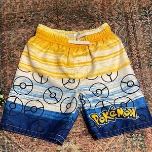Pokemon Yellow and Blue Swim Trunks with Elastic Waistband